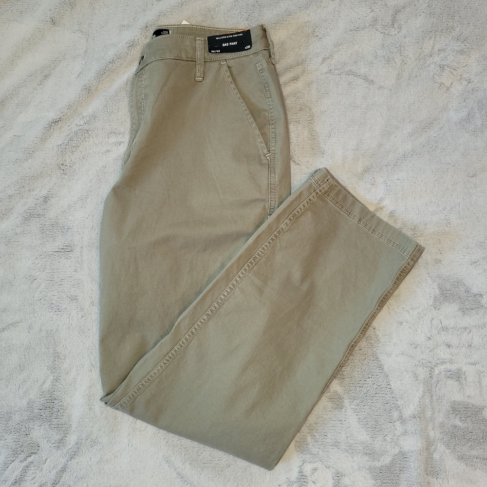 Hollister Womens Size 15R/14R Ultra High Rise Dad Pant Green Khaki Carpenter NWT